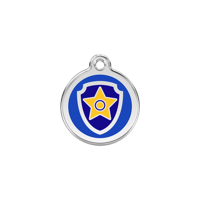 Nickelodeon Paw Patrol Chase Navy roestvrijstalen hondenpenning small/klein dia. 2 cm - Reddingo