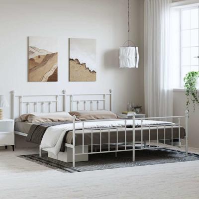 Bedframe met hoofd- en voeteneinde metaal wit 193x203 cm