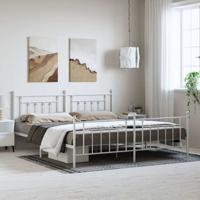 Bedframe met hoofd- en voeteneinde metaal wit 193x203 cm - thumbnail