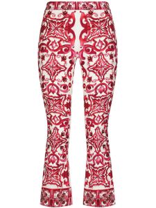 Dolce & Gabbana Majolica-print cropped trousers - Rouge