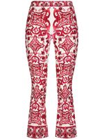 Dolce & Gabbana pantalon évasé à imprimé Majolica - Rouge