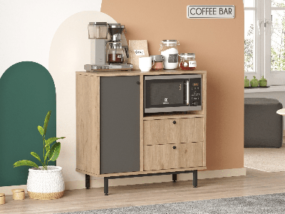 Commode REWONA 1 deur 2 lades eik/antraciet