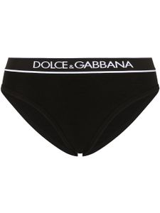 Dolce & Gabbana culotte nervurée à taille logo - Noir