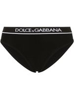 Dolce & Gabbana culotte nervurée à taille logo - Noir