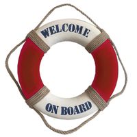 Reddingsboei - Welcome on board - 14 cm - rood/wit - kunststof - maritiem thema decoratie   -