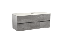 Storke Edge zwevend badmeubel 130 x 52 cm beton donkergrijs met Mata asymmetrisch linkse wastafel in mat witte solid surface - thumbnail