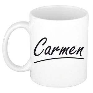 Naam cadeau mok / beker Carmen met sierlijke letters 300 ml