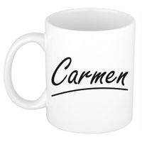 Naam cadeau mok / beker Carmen met sierlijke letters 300 ml - thumbnail