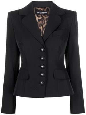 Dolce & Gabbana blazer boutonné à plaque logo - Noir
