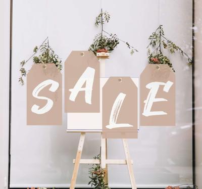 Verkoop hangende labels korting sticker