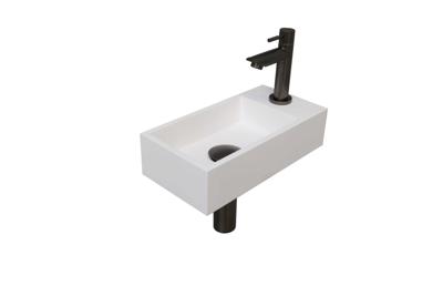 Fonteinset INK Versus 36x18x9 cm Polystone Mat Wit Met Kraangat Rechts Metal Black
