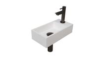 Fonteinset INK Versus 36x18x9 cm Polystone Mat Wit Met Kraangat Rechts Metal Black