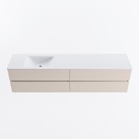 MONDIAZ VICA 200cm badmeubel onderkast Linen 4 lades. Wastafel CLOUD links 1 kraangat, kleur Talc.