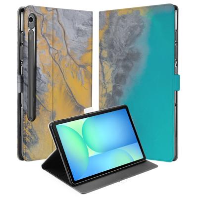 Marble Blue Gold Tablet Hoesje met Standaard Samsung Galaxy Tab S10 FE | Tab S9 FE