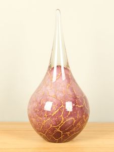 Asbestemming glazen druppel roze/bladgoud, 30 cm