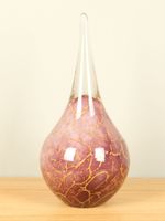 Glassculptuur druppel roze /bladgoud, 30 cm