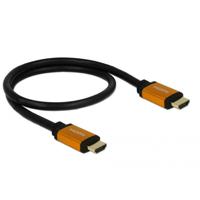 Delock 85726 HDMI-kabel HDMI Aansluitkabel HDMI-A-stekker 0.5 m Zwart, Goud Afgeschermd (drievoudig), Vergulde steekcontacten, 8K UHD