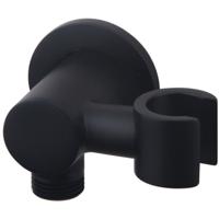 Wiesbaden Wandaansluitbocht met Kantelbare Handdouchehouder - Rond - 1/2 Inch - Mat Zwart Wiesbaden Wandaansluitbocht met Kantelbare Handdouchehouder - Rond - 1/2 Inch - Mat Zwart