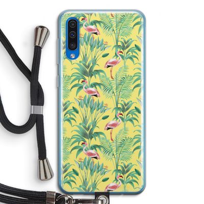 Flamingo party: Samsung Galaxy A50 Transparant Hoesje met koord