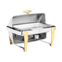 Chafing Dish - GN 1/1 - Gouden accenten - roll top motorkap - 9 L - 2 Brandstofcellen - Royal Catering Chafing Dish - GN 1/1 - Gouden accenten - roll top motorkap - 9 L - 2 Brandstofcellen - Royal Catering