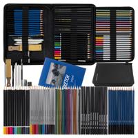 Maaleo Teken set - in mooi etui - 74-delig - hobbymateriaal - teken/kleur etui