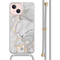 iPhone 13 hoesje met grijs koord - Marmer grijs