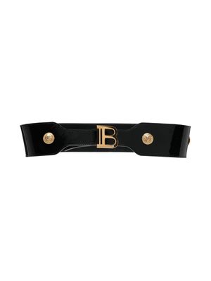 Balmain Kids ceinture en cuir à boucle logo - Noir