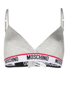 Moschino soutien-gorge triangle à bande logo - Gris