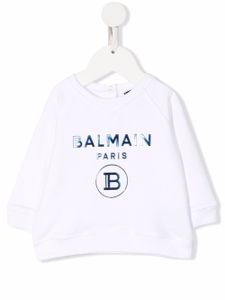 Balmain Kids sweat à logo imprimé - Blanc