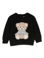 Il Gufo pull en laine vierge à motif ours - Noir