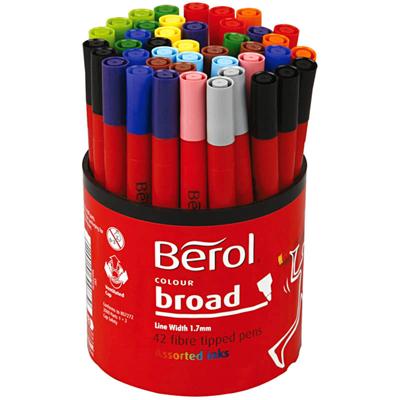 Berol stift, d 10 mm, lijndikte 1-1,7 mm, diverse kleuren, 42 stuk/ 1 doosje
