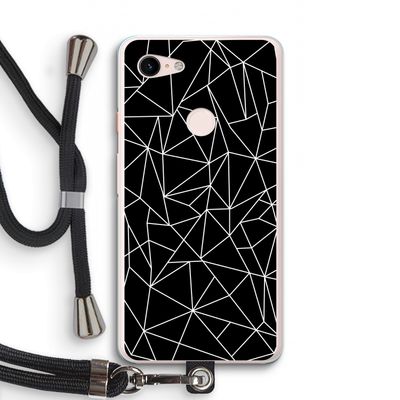 Geometrische lijnen wit: Pixel 3 XL Transparant Hoesje met koord
