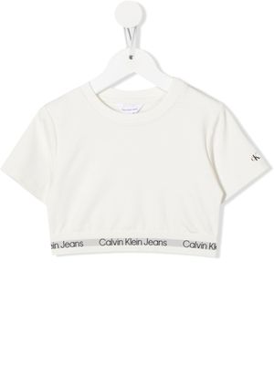 Calvin Klein Kids t-shirt crop à logo imprimé - Blanc