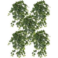 5x Groene/witte Hedera Helix/klimop kunstplant 65 cm voor buiten - thumbnail