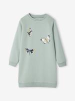 Basics fleece meisjesjurk saliegroen
