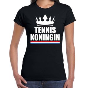 Tennis koningin t-shirt zwart dames - Sport / hobby shirts 2XL  -