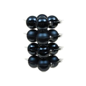 16x stuks glazen kerstballen donkerblauw 8 cm mat/glans