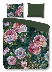 Good Morning Dekbedovertrek "bloemen" - Groen - (240x200/220 cm) - Katoen