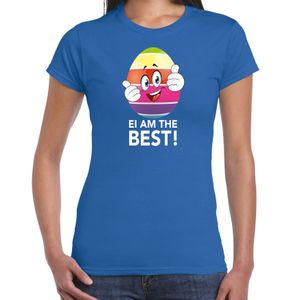 Vrolijk Paasei ei am the best t-shirt blauw voor dames - Paas kleding / outfit