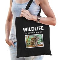 Koala tasje zwart volwassenen en kinderen - wildlife of the world kado boodschappen tas