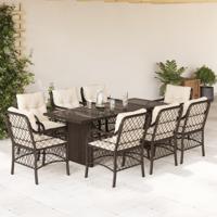 9-delige Tuinset met kussens poly rattan bruin