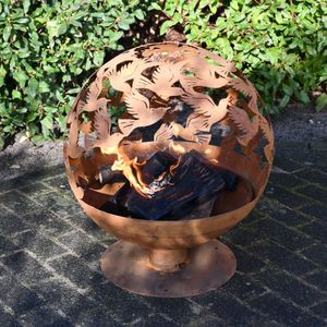 Esschert Design vuurplaats laser gesneden vogels roestkleurig