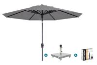 Madison Paros 2 Luxe stokparasol 3 m. rond - Light grey met Sevilla voet en hoes