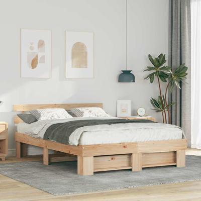 Bedframe met hoofdeinde Bruin 160 x 200 cm Grenenhout