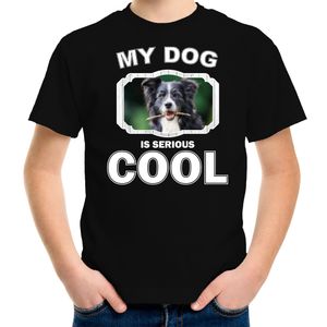 Honden liefhebber shirt Border collie my dog is serious cool zwart voor kinderen