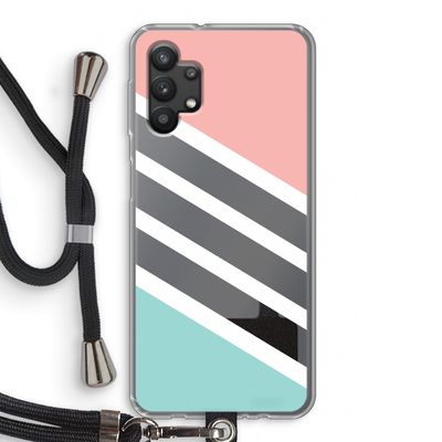 Strepen pastel: Samsung Galaxy A32 5G Transparant Hoesje met koord