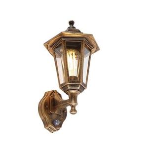 QAZQA Klassieke buitenwandlamp antiek goud met bewegingssensor - New