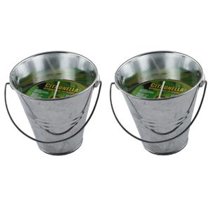 Citronella kaars in metalen emmertje - 5x - H9 cm - 30 branduren - citrusgeur
