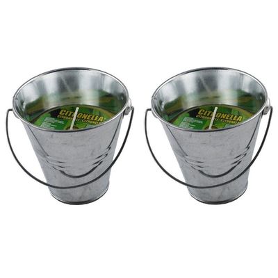 Citronella kaars in metalen emmertje - 5x - H9 cm - 30 branduren - citrusgeur