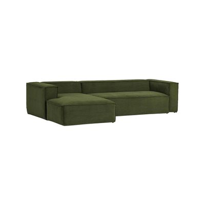 Kave Home Blok 3-zits bank chaise longue links Groen